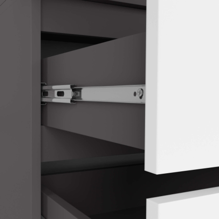 Szafa do sypialni, 2 szuflady, drzwi, DORMI, 90x51x180 cm, grafit, biały, mat