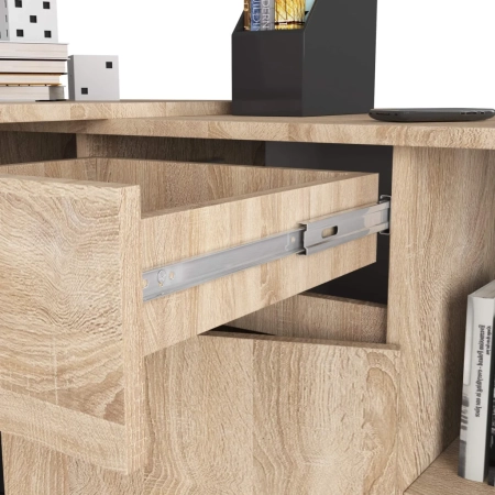 Biurko narożne, komoda, zestaw, TORAN, 120x126x77 cm, dąb sonoma, mat