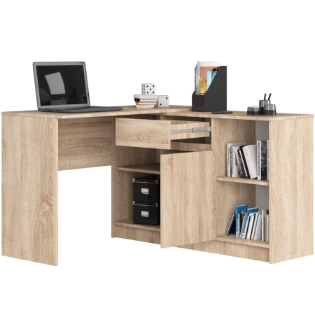 Biurko narożne, komoda, zestaw, TORAN, 120x126x77 cm, dąb sonoma, mat