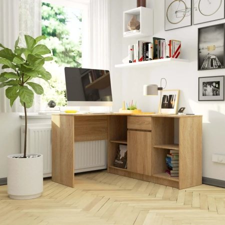 Biurko narożne, komoda, zestaw, TORAN, 120x126x77 cm, dąb sonoma, mat