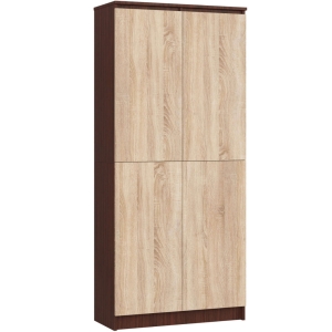 Regał do biura, domu, zamykany, ZORIN, 80x35x180 cm, wenge, dąb sonoma, mat