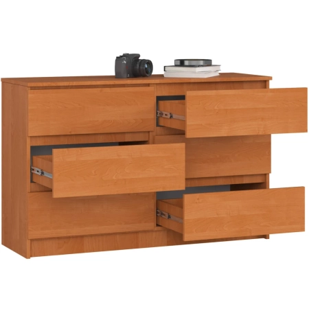 Komoda do salonu, sypialni, 6 szuflad, STILO, 120x40x77 cm, olcha, mat