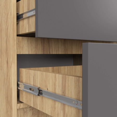 Komoda do sypialni, 5 szuflad, STILO, 60x40x121 cm, dąb artisan, grafit szary, mat