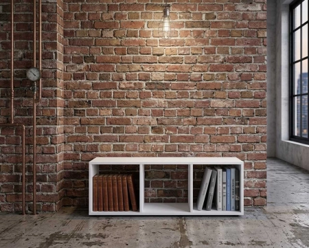 Mały regał komorowy, ETAP, 100x30x35 cm, biel, mat