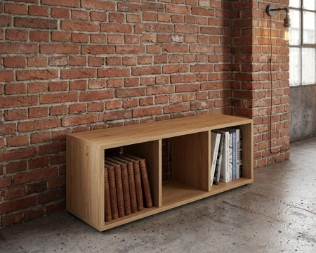 Mały regał komorowy, ETAP, 100x30x35 cm, dąb, mat