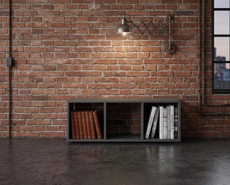 Mały regał komorowy, ETAP, 100x30x35 cm, grafit, mat