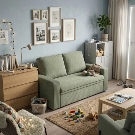 Sofa dwuosobowa, BLOM, sztruks, 148x87x90 cm, oliwkowy