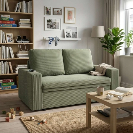 Sofa dwuosobowa, BLOM, sztruks, 148x87x90 cm, oliwkowy