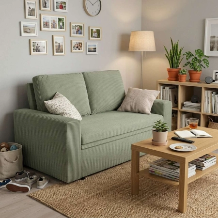Sofa dwuosobowa, BLOM, sztruks, 148x87x90 cm, oliwkowy