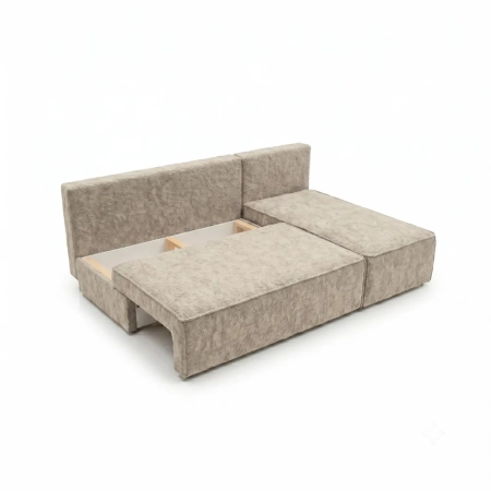 Narożnik rozkładany, prawy, plusz, TESSA, 202x145x92 cm, jasny brąz