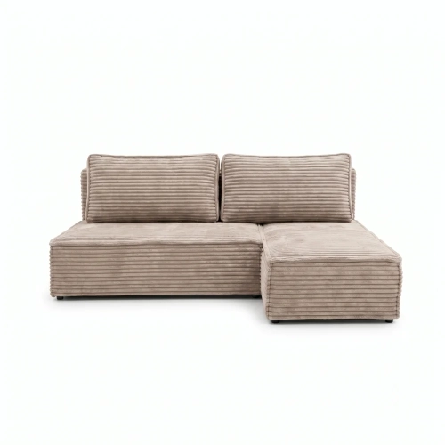 Przejdź do produktu Narożnik rozkładany, prawy, gruby sztruks, TESSA, 202x145x92 cm, beżowy
