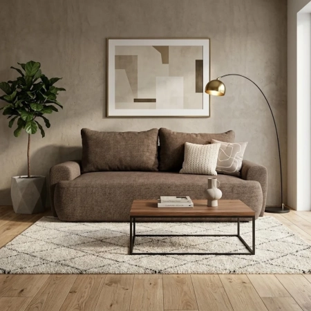 Kanapa z funkcją spania, CORANO, 239x102x93 cm, ciemny brąz
