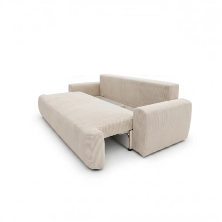 Kanapa z funkcją spania, sztruks, CORANO, 239x102x93 cm, beżowy