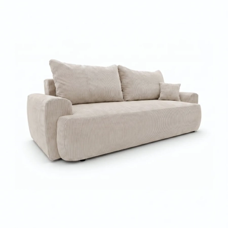 Kanapa z funkcją spania, sztruks, CORANO, 239x102x93 cm, beżowy