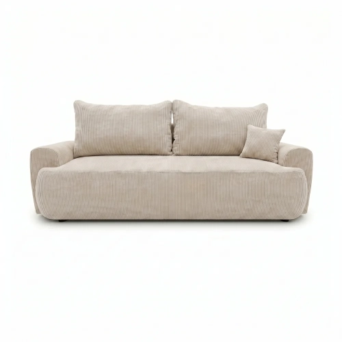 Przejdź do produktu Kanapa z funkcją spania, sztruks, CORANO, 239x102x93 cm, beżowy