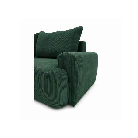 Kanapa z funkcją spania, sztruks, CORANO, 239x102x93 cm, ciemny zielony