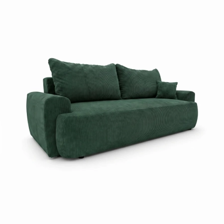 Kanapa z funkcją spania, sztruks, CORANO, 239x102x93 cm, ciemny zielony