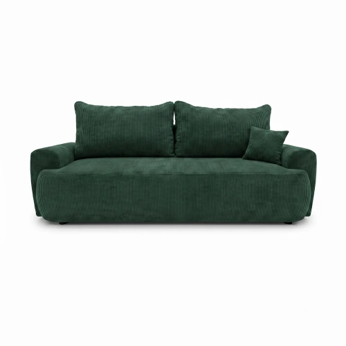 Przejdź do produktu Kanapa z funkcją spania, sztruks, CORANO, 239x102x93 cm, ciemny zielony