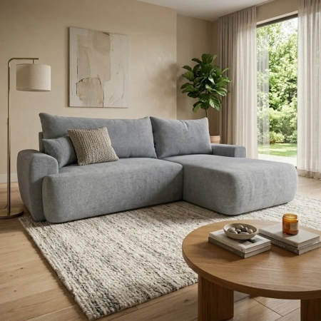 Duży narożnik, prawostronny, CORANO, 266x167x93 cm, jasny niebieski