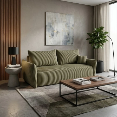 Kanapa dwuosobowa, sztruks, SERANO, 230x112x92 cm, jasny zielony