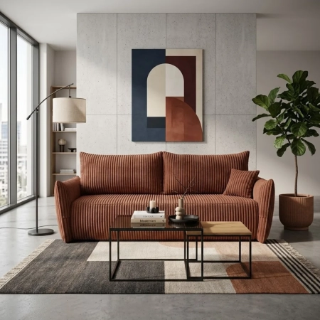Kanapa dwuosobowa, sztruks, SERANO, 230x112x92 cm, miedziany