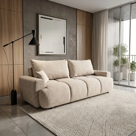 Kanapa, PELAGO, velvet, 239x102x93 cm, beżowy