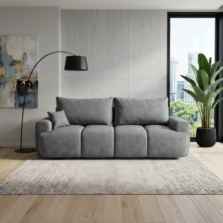 Kanapa, PELAGO, velvet, 239x102x93 cm, ciemny szary