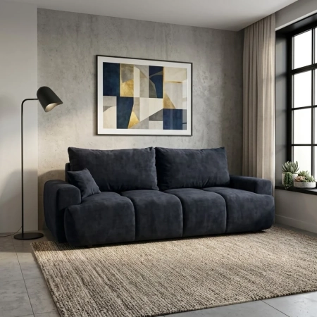 Kanapa, PELAGO, velvet, 239x102x93 cm, niebieski