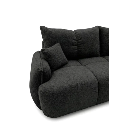 Nowoczesna kanapa, boucle, BRISO, 243x102x93 cm, czarny