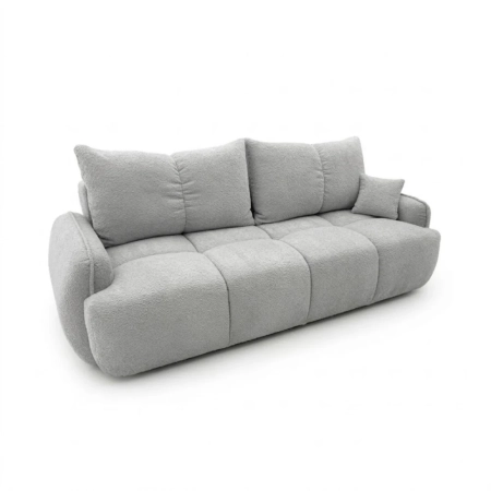Nowoczesna kanapa, boucle, BRISO, 243x102x93 cm, jasny szary