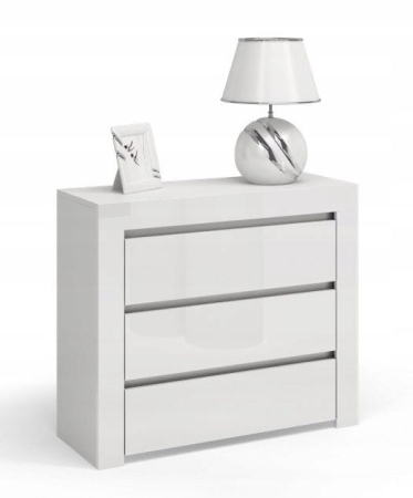 Komoda do sypialni, pokoju, D3, 80x40x79 cm, biel, połysk