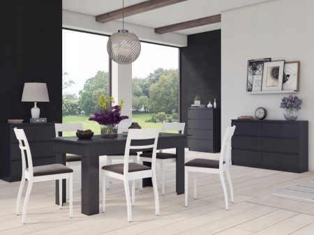 Komoda do sypialni, pokoju, M3, 70x40x77 cm, czerń, mat