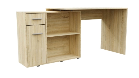 Biurko narożne, modułowe, regał, elena, 120x93x76 cm, dąb sonoma