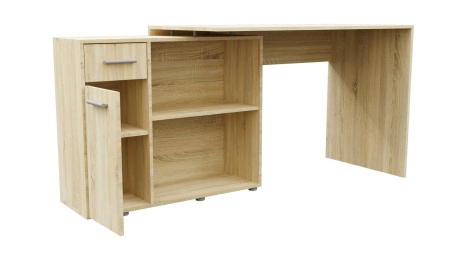 Biurko narożne, modułowe, regał, elena, 120x93x76 cm, dąb sonoma
