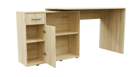 Biurko narożne, modułowe, regał, elena, 120x93x76 cm, dąb sonoma