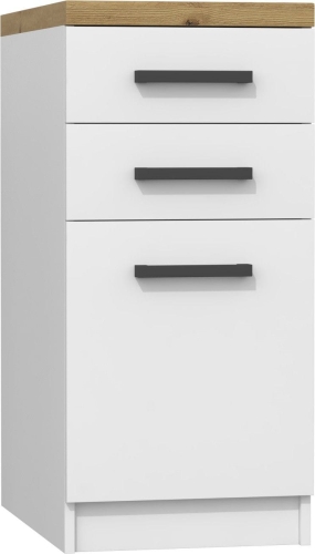 Przejdź do produktu Szafka kuchenna, z blatem, szufladami, 40x60x86 cm, biel, dąb artisan, mat