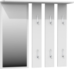 Wieszak na korytarz, półka, lustro, opal, 85x15x82 cm, biel, mat