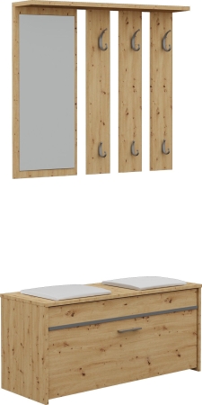 Garderoba, szafa, wieszak, lustro, roma, 100x38x180 cm, dąb artisan