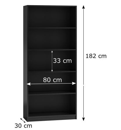 Regał, szafka, biblioteczka, R80, 80x30x182 cm, czerń, mat