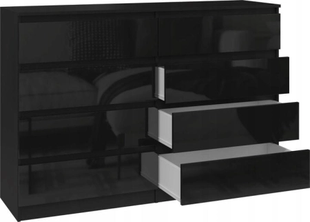 Komoda do sypialni, salonu, M8, 140x40x97 cm, czerń, połysk