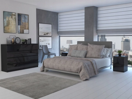 Komoda do sypialni, salonu, M8, 140x40x97 cm, czerń, połysk