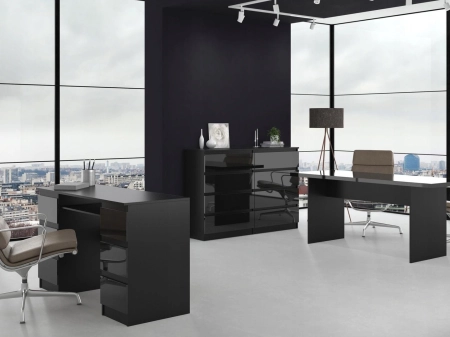 Komoda do sypialni, salonu, M8, 140x40x97 cm, czerń, połysk