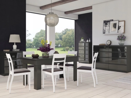 Komoda do sypialni, salonu, M8, 140x40x97 cm, czerń, połysk