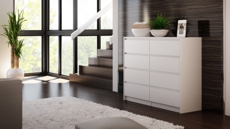 Komoda do sypialni, salonu, K8, 120x40x97 cm, biel, mat