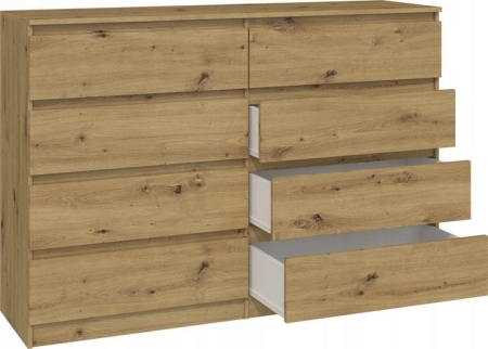 Komoda do sypialni, salonu, M8, 140x40x97 cm, dąb artisan