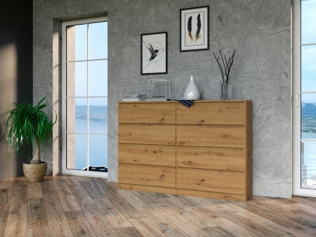Komoda do sypialni, salonu, M8, 140x40x97 cm, dąb artisan