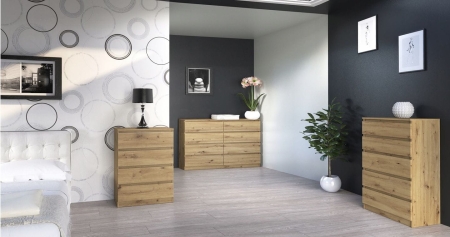 Komoda do sypialni, salonu, M8, 140x40x97 cm, dąb artisan