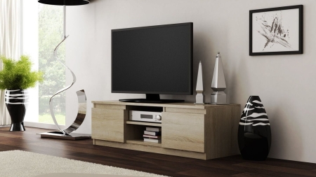 Szafka pod telewizor, stolik rtv, malwa, 120x40x36 cm, dąb sonoma
