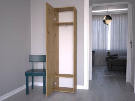 Szafa do przedpokoju, wieszak, lustro, duo, 50x35x180 cm, dąb artisan