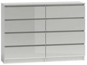 Komoda do sypialni, salonu, M8, 140x40x97 cm, biel, połysk